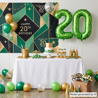 40 Inch Lime Green Pixel Number 20 Balloon, 20th Adult Gamer Party Decor | - Image 5