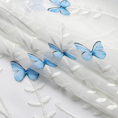 White Sheer Voile Curtains White Embossed Butterflies 96 Inches | Light - Image 4