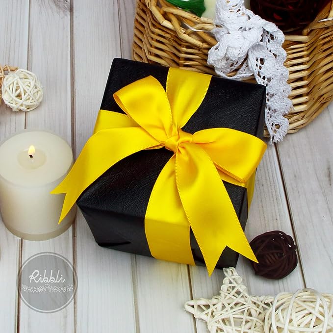 Ribbli Maize Yellow Double Faced Satin Ribbon, 1” x Continuous 25 Yards - Image 3