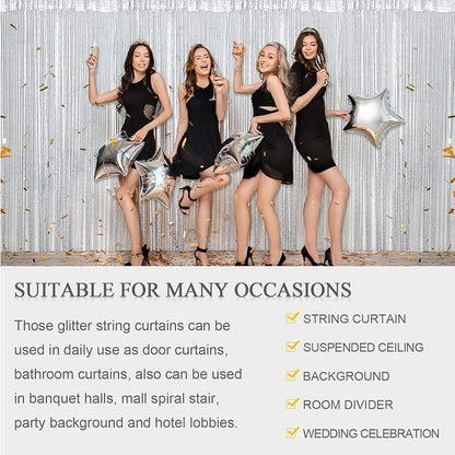 WILLBOND 4 Pcs String Curtains Glitter Fringe Curtains - Image 4