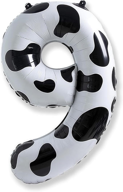 40 Inch Number 9 Balloons for Boys, Cow Print Giant 9th Birthday Party Number by Isndare