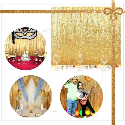 Gold Sequin Backdrop 8FTx8FT NO See-Through Photobooth Backdrop Curtains - Image 8