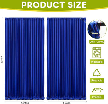 Royal Blue Backdrop Curtain for Parties Backdrop Drapes 10x8FT | Wrinkle Free - Image 2