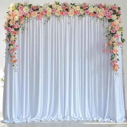 White Backdrop Curtain for Wedding Parties Backdrop Drapes 10x8FT | Wrinkle by Wokceer