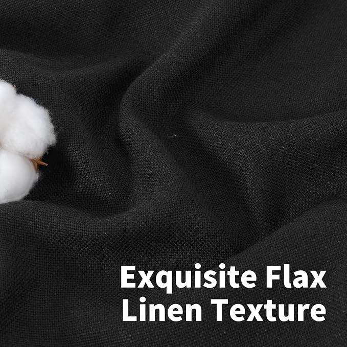 YoungsTex Short Black Linen Curtains 45 Inch Length, Light Filtering Window - Image 3