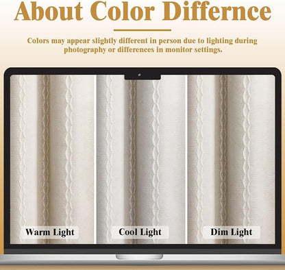 80% Boho Blackout Curtains 96 Inch Linen Blend Drapes 2 Panels | Vintage - Image 5