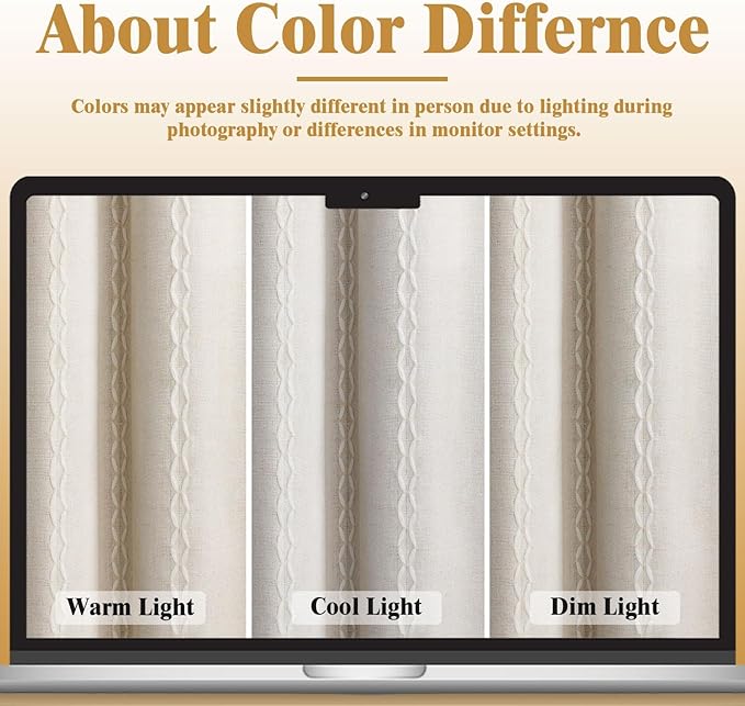 80% Boho Blackout Curtains 90 Inch Linen Blend Drapes 2 Panels | Vintage - Image 5