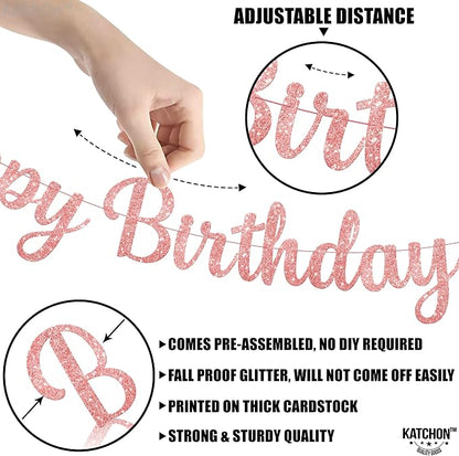 KatchOn Glitter Cursive Happy Birthday Banner 10 Ft, Birthday Decorations | - Image 3