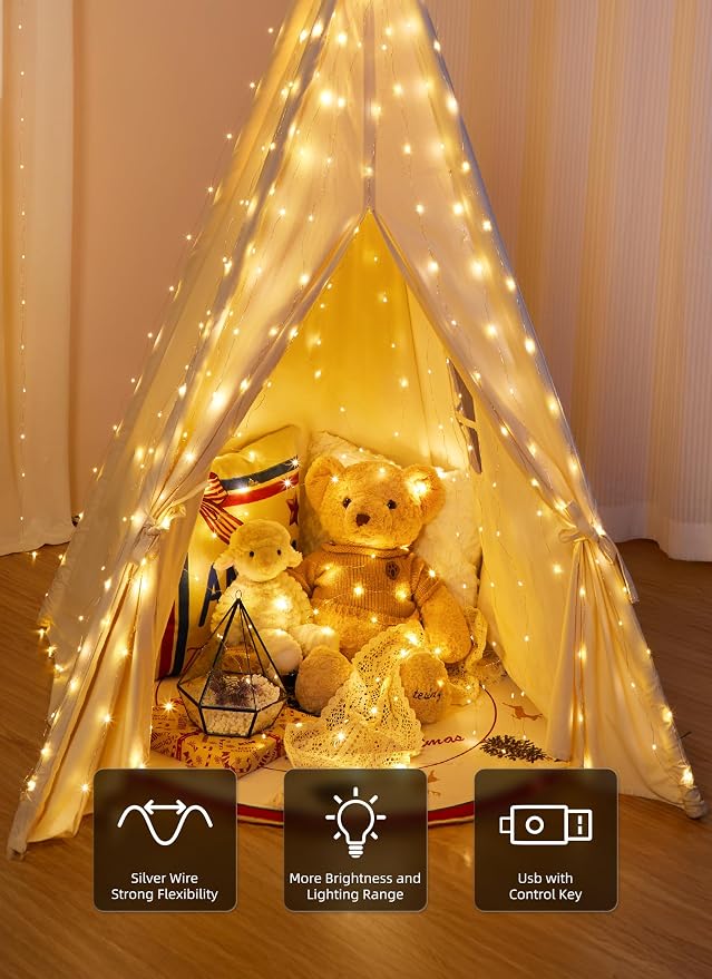 Brightown 2 Pack 300 LED Fairy Curtain Lights, 9.8ft x 9.8ft String Lights | - Image 3