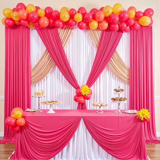 10 ft x 10 ft Wrinkle Free Hot Pink Backdrop Curtains - Image 8