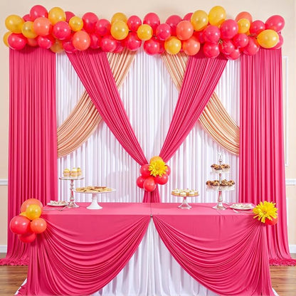 10 ft x 10 ft Wrinkle Free Hot Pink Backdrop Curtains - Image 8