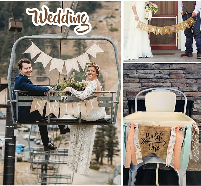 15pcs Burlap Banner Handwriting Banner Kit-Include Letters and heart Stencil - Image 9