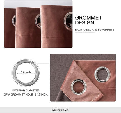 MIULEE Velvet Curtains Dusty Rose Pink 52 x 84 Inch Length Set of 2 | Grommet - Image 2
