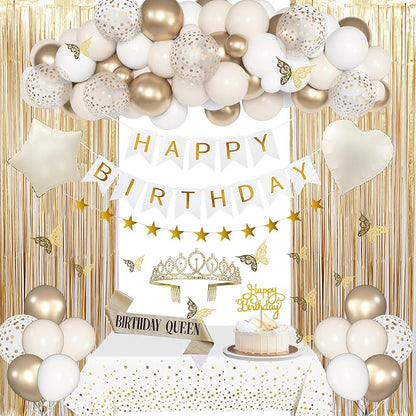 Amandir White and Gold Birthday Decorations by Amandir