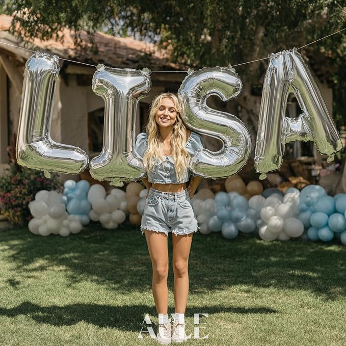 AULE 40 Inch Silver G Balloon Letter Foil A-Z Birthday Big Alphabet | Birthday - Image 4
