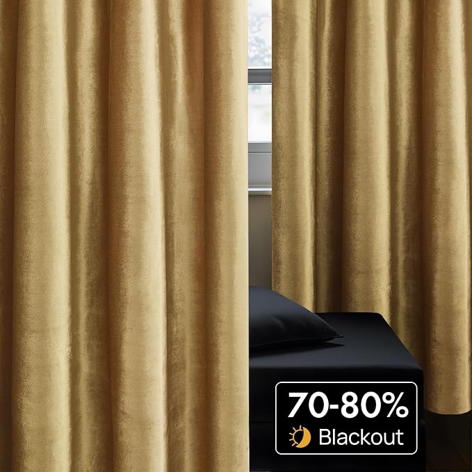 BULBUL Velvet Gold Blackout Curtains 102 inch Long - Image 4