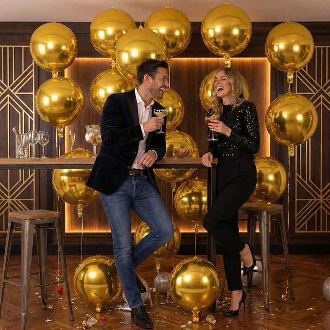 6pcs Gold Foil Balloons 22inch Round Balloons - Image 8