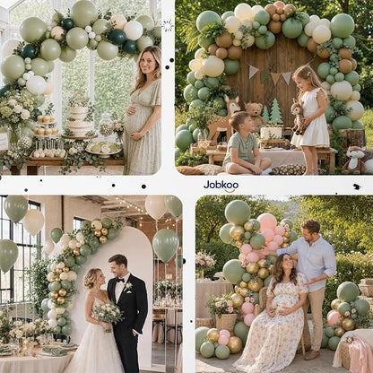 Jobkoo Sage Green Balloons 12 Inch, Eucalyptus Olive Vintage Green Balloon | - Image 7