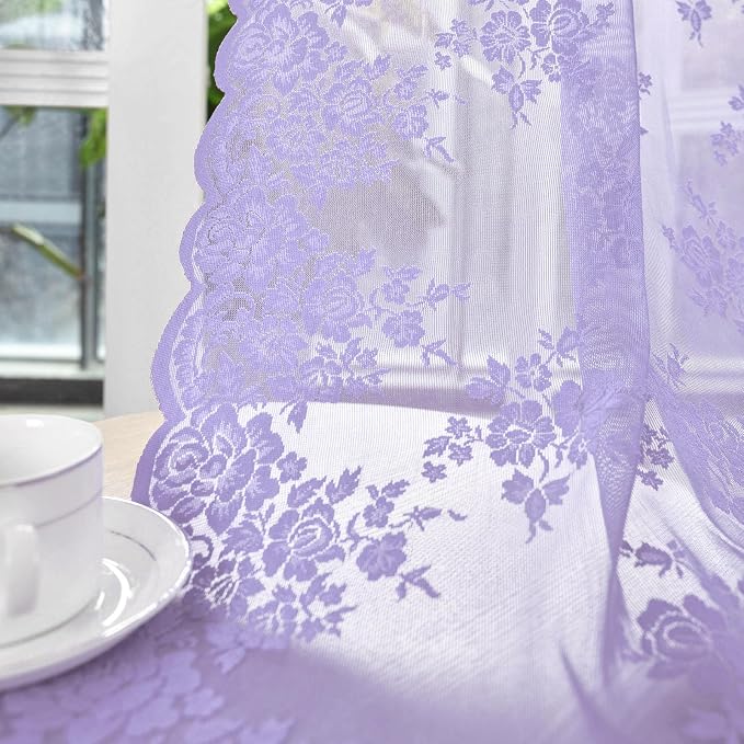 Kotile Light Purple Lace Curtains - Image 6