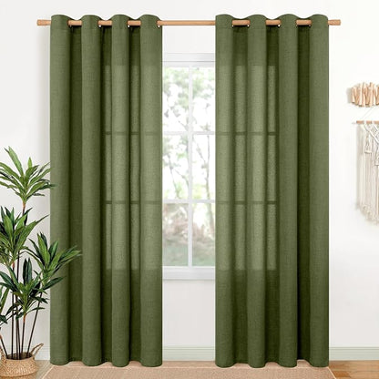 YoungsTex Olive Linen Curtains 80 Inch Length by YoungsTex