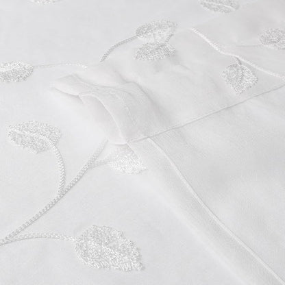 White Sheer Curtains Decorative Embroidered Leaf 63 Inches Long | Light - Image 6