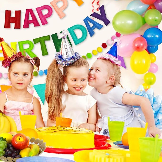 CANREVEL 3 PCS Pre-Strung 3D Happy Birthday Banner Decorations, Rainbow | - Image 5