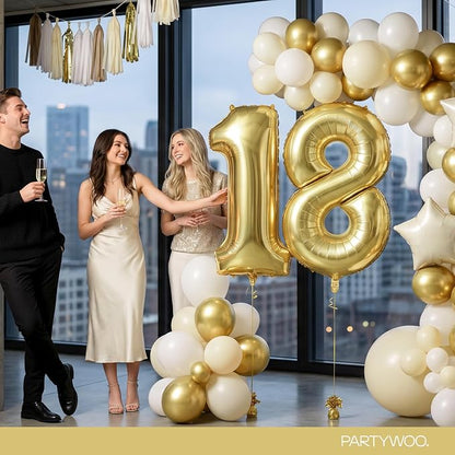 PartyWoo Number Balloons 40 Inch Gold Number 18 Kit 33pcs - Image 4