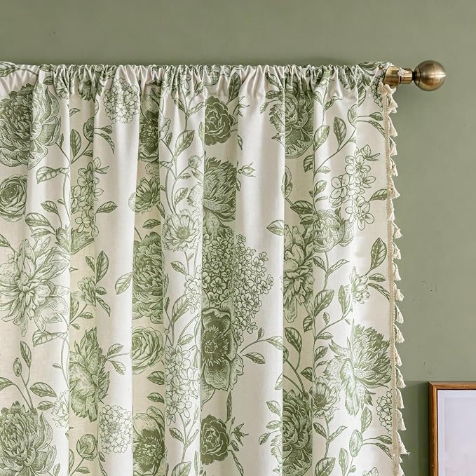 F-CHU Bohemian Curtains for Bedroom 63 Inch Length French Country Floral Drapes - Image 7