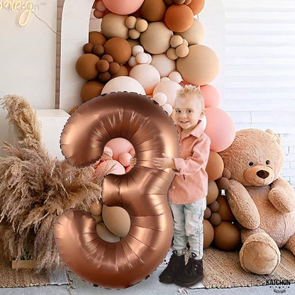 KatchOn Coffee Brown Number 3 Balloon 40 Inch | Brown 3 Balloon Number - Image 7
