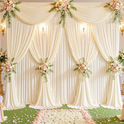 10 Panels Champagne Backdrop Curtains - Image 3
