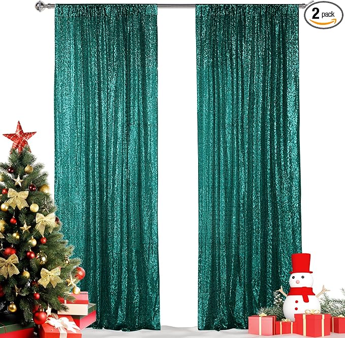 Hahuho Hunter Sequin Backdrop Curtain, Party Decoration（2 Panels, 2FT x 8FT by Hahuho