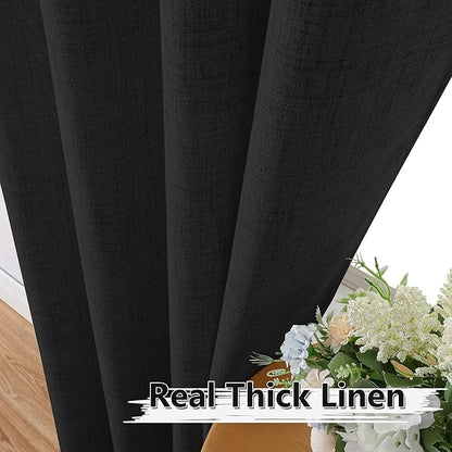 Tollpiz Linen Tier Curtain Rod Pocket Semi Sheer Half Kitchen Curtains Burlap - Image 3