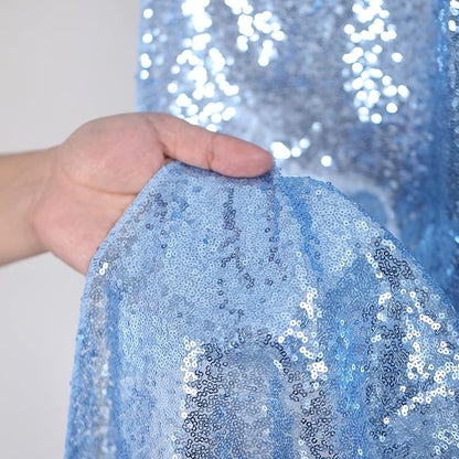 Baby Blue Sequin Backdrop 2 Panels 2FTx8FT Glitter Party Backdrop Curtains | - Image 5