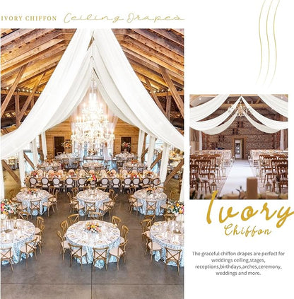 4 Panels Ivory Ceiling Drapes for Wedding Ceiling Drapes 5ftx40ft Wedding Arch - Image 8