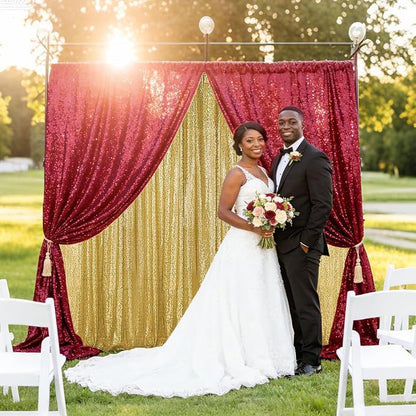 Sugargirl Burgundy Sequin Backdrop Curtain 4FTx8FT Glitter Burgundy Background - Image 2