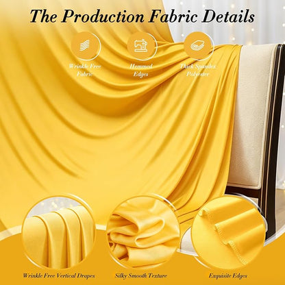 10 ft x 10 ft Wrinkle Free Yellow Backdrop Curtain - Image 5