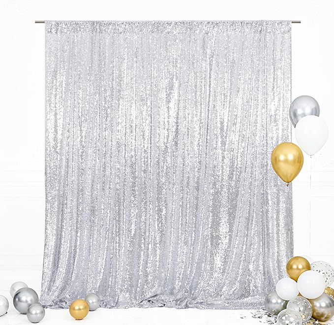 Eternal Beauty Silver Thick 3mm Sequin Backdrop 10x10 Ft by EternalBeauty
