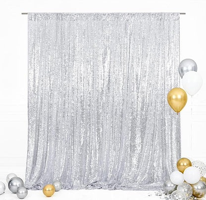 Eternal Beauty Silver Thick 3mm Sequin Backdrop 10x10 Ft by EternalBeauty