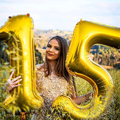 40In Large Gold Number Balloon 1 Aluminum Foil Mylar Big Number Balloon 0-9 | - Image 2