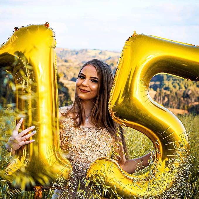 40In Large Gold Number Balloon 9 Aluminum Foil Mylar Big Number Balloon 0-9 | - Image 3