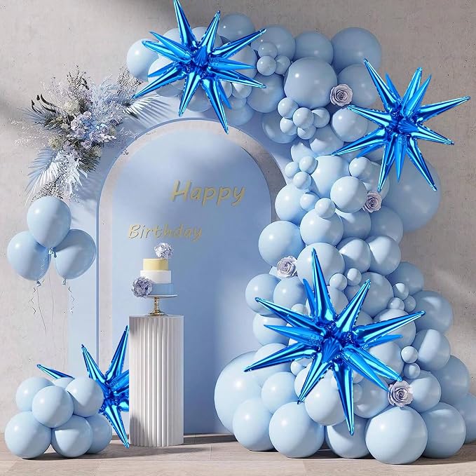 8 Pcs Blue Star Balloons, 27/22 inch One-Piece Explosion Foil Balloons - Image 7