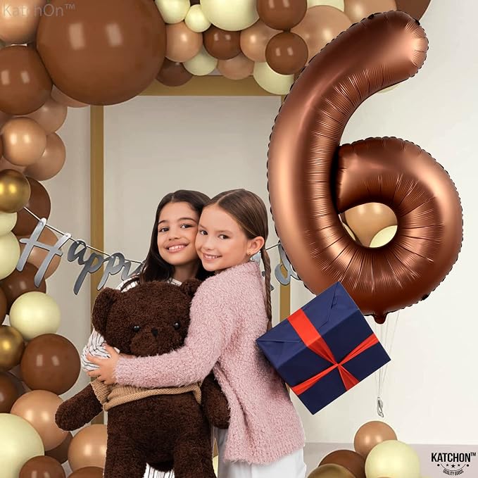 KatchOn Coffee Brown Number 6 Balloon 40 Inch | 6th Birthday Balloon - Image 5