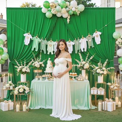 20 ft x 10 ft Wrinkle Free Green Backdrop Curtain - Image 2