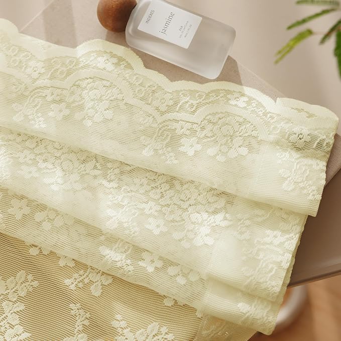 Anmao Vintage Lace Curtains 90 Inches Long 2 Panels Set, Romantic Elegant Light - Image 7