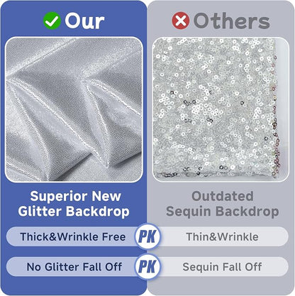 10ftx10ft Sequin Silver Backdrop Curtain Panels - Image 2