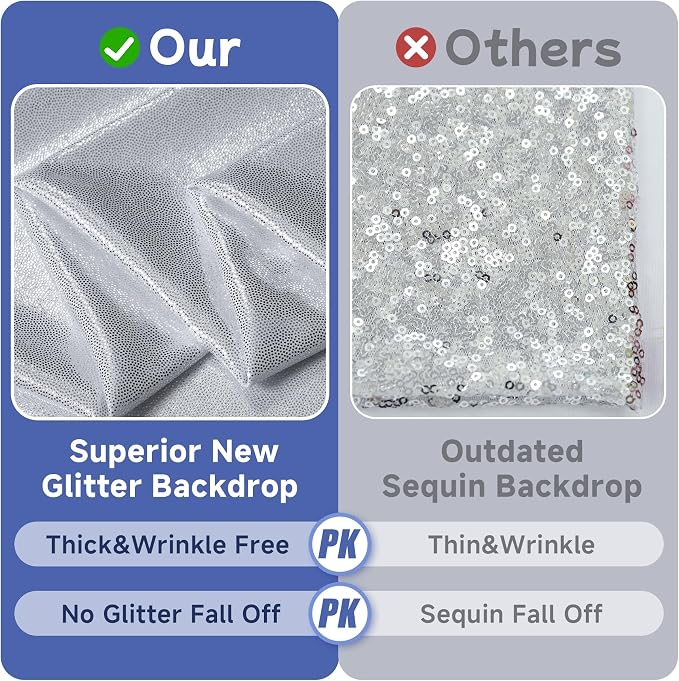 20ftx10ft Sequin Silver Backdrop Curtain Panels - Image 2