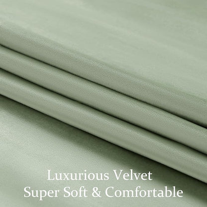 BULBUL Velvet Sage Green Blackout Curtains 90 inch Long - Image 5