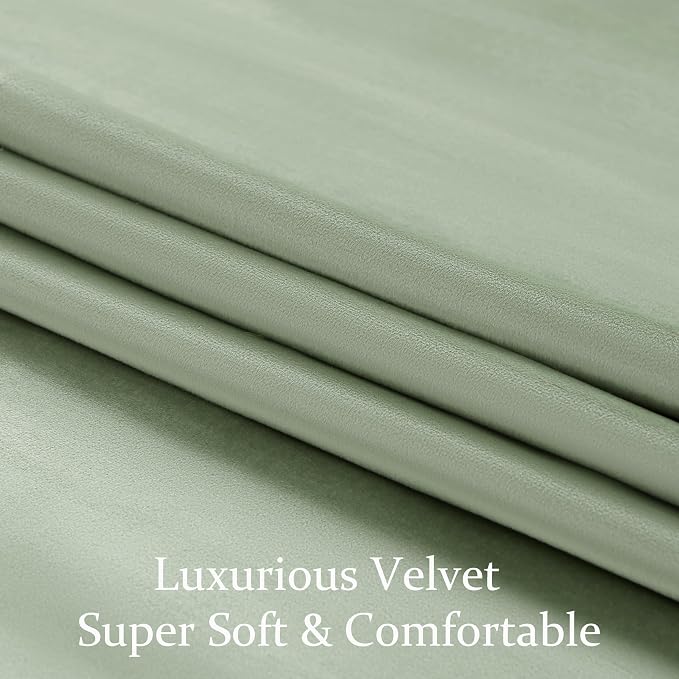 BULBUL Velvet Sage Green Blackout Curtains 63 inch - Image 5