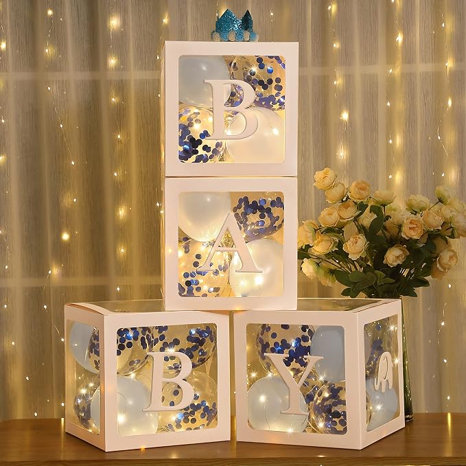 Baby Shower Balloon Box Decorations, 4 Pack Led Fairy String Lights and 40 Pcs - Image 6