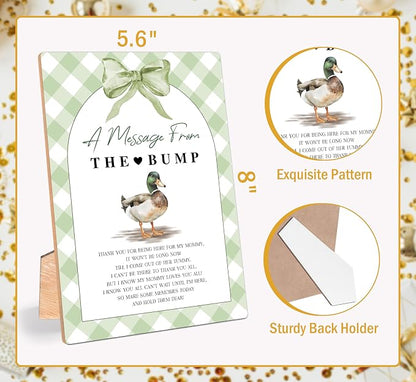 Mallard Duck A Message From the Bump Baby Shower Signs, Sage Green Wooden - Image 2